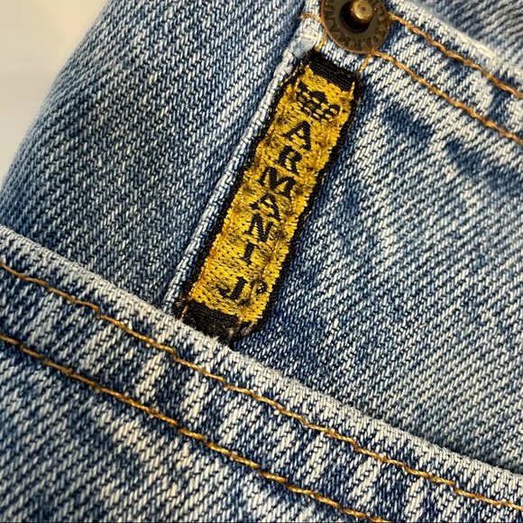 VTG Armani J Sz 33 Button Fly Cut Off Jeans Shorts - Picture 3 of 8